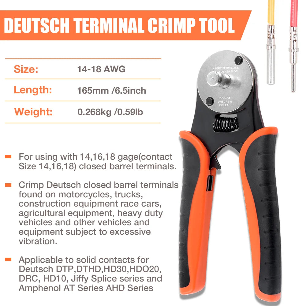 4-Way Indent Crimping Tool for 14-18AWG Deutsch Solid Contacts - 5