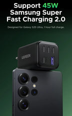 45W GaN Fast Wall Charger with 5 USB Ports