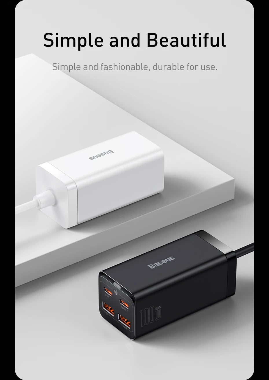 4-Port GaN Desktop Fast Charger for Laptops and Phones