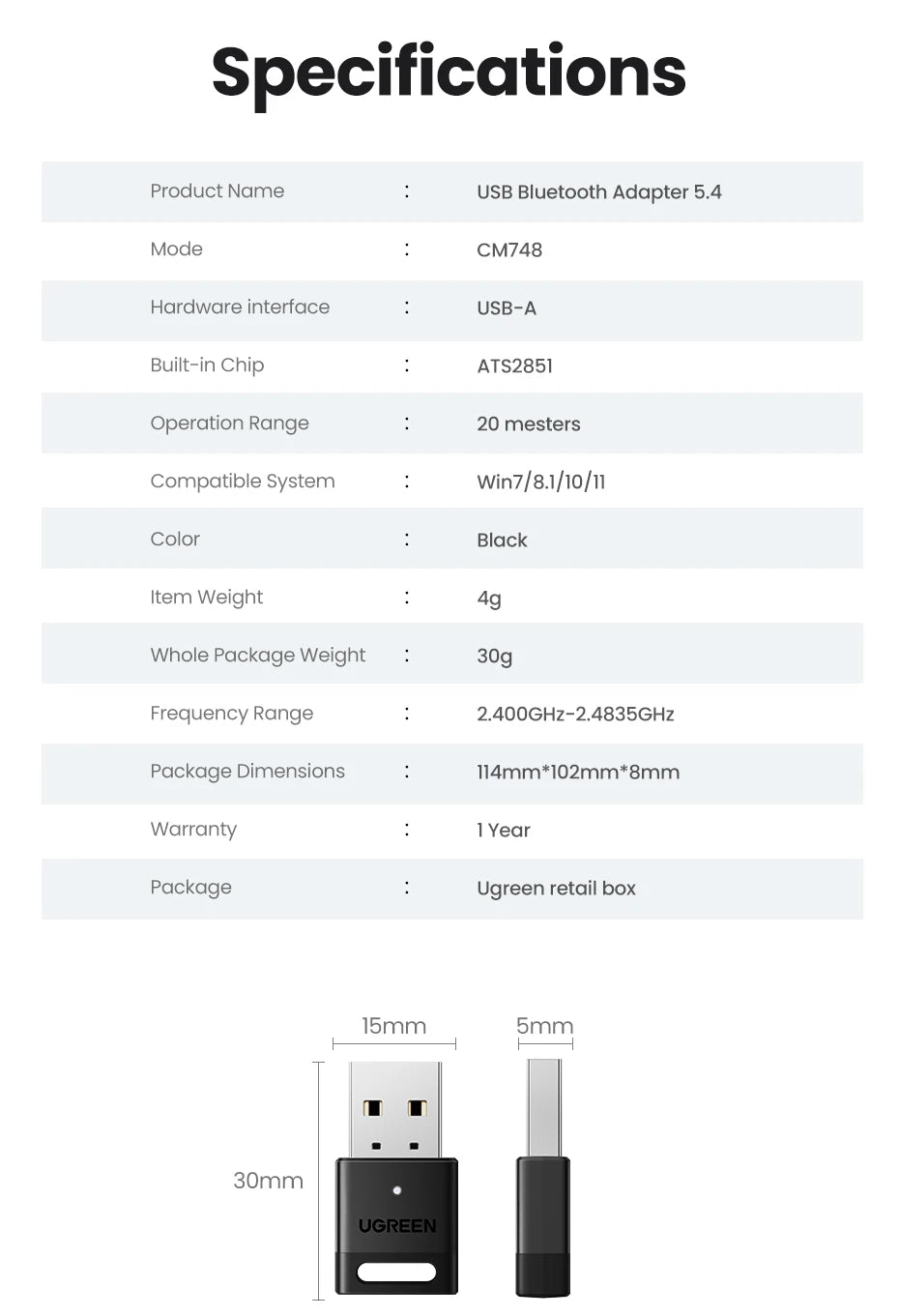 USB Bluetooth 5.4 Adapter for PC Wireless Connectivity - 19