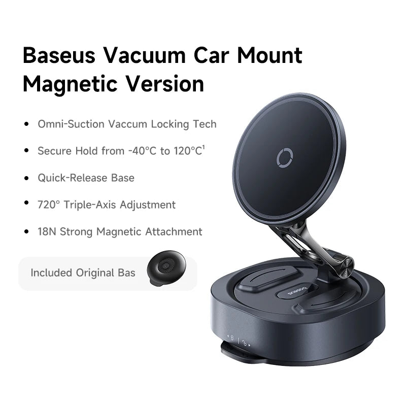 Magnetic Suction Cup Car Phone Mount with 720° Adjustable Rotation - 32