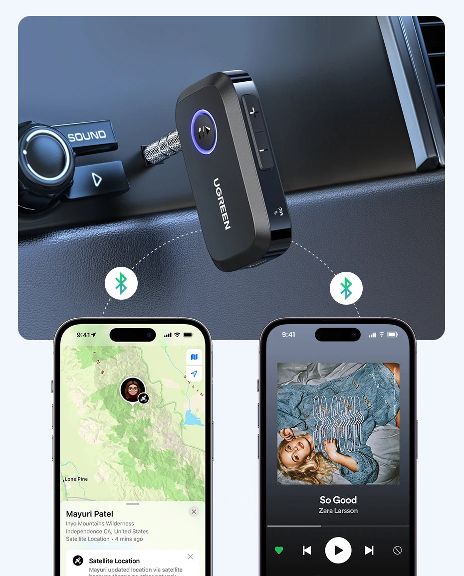 Bluetooth 5.3 Car AUX Adapter for Wireless Music and Hands-Free Calls