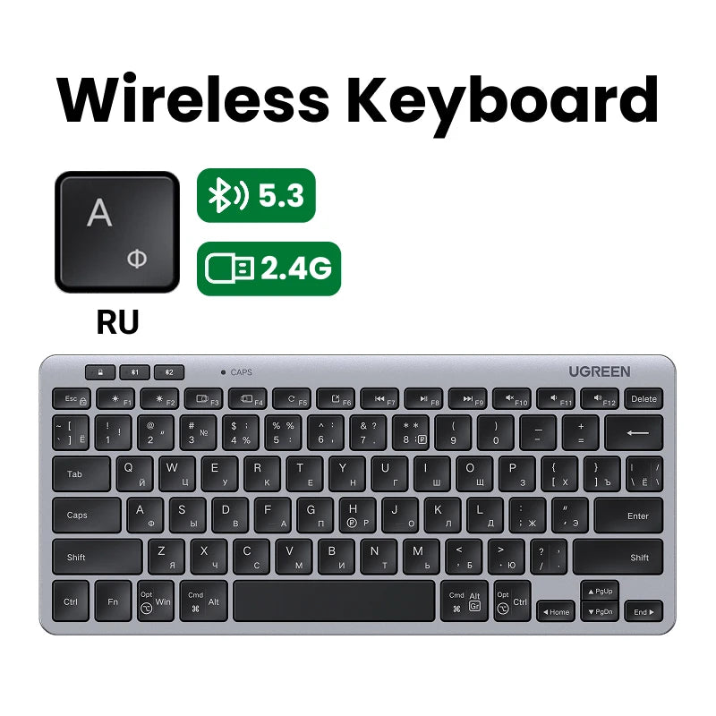 Dual-Mode Bluetooth 5.3 & 2.4G Slim Wireless Keyboard - 26