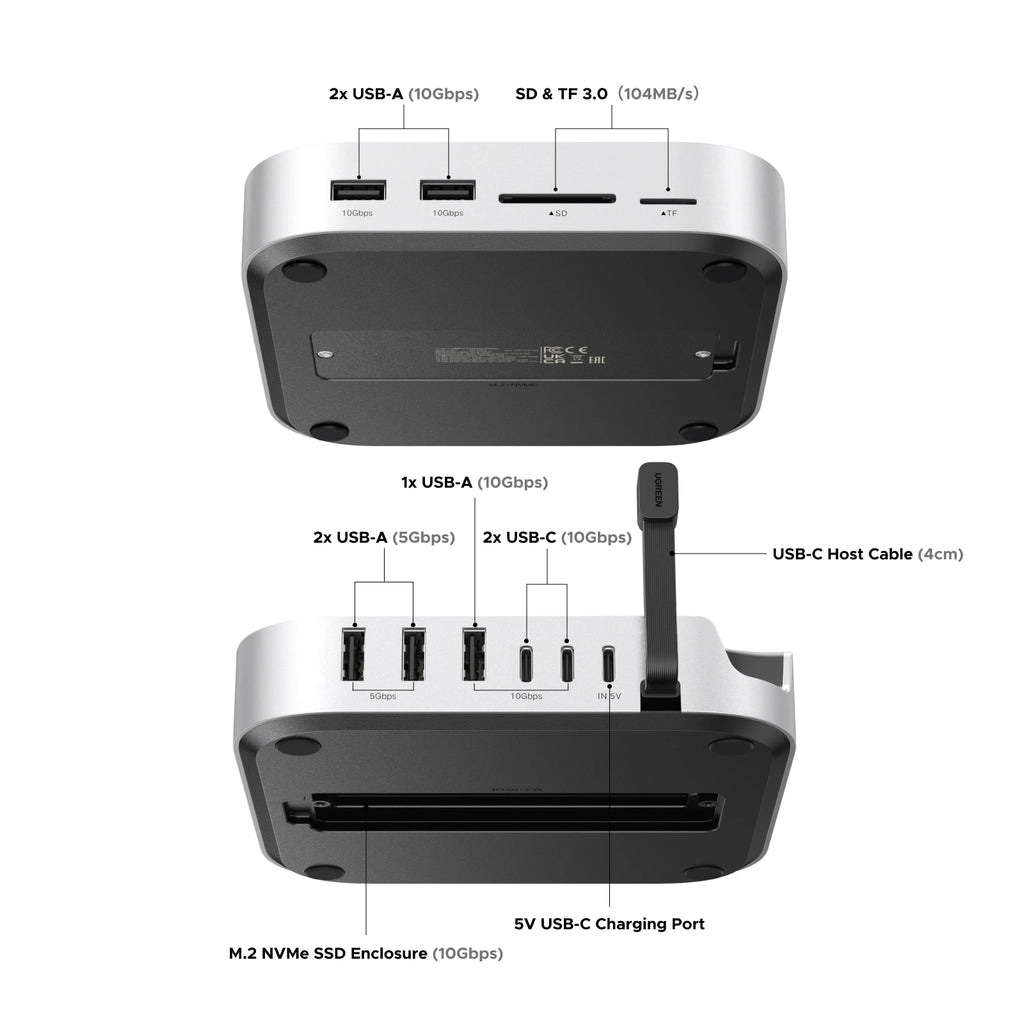 11-in-1 Docking Station with NVMe SSD Slot for Mac Mini M4