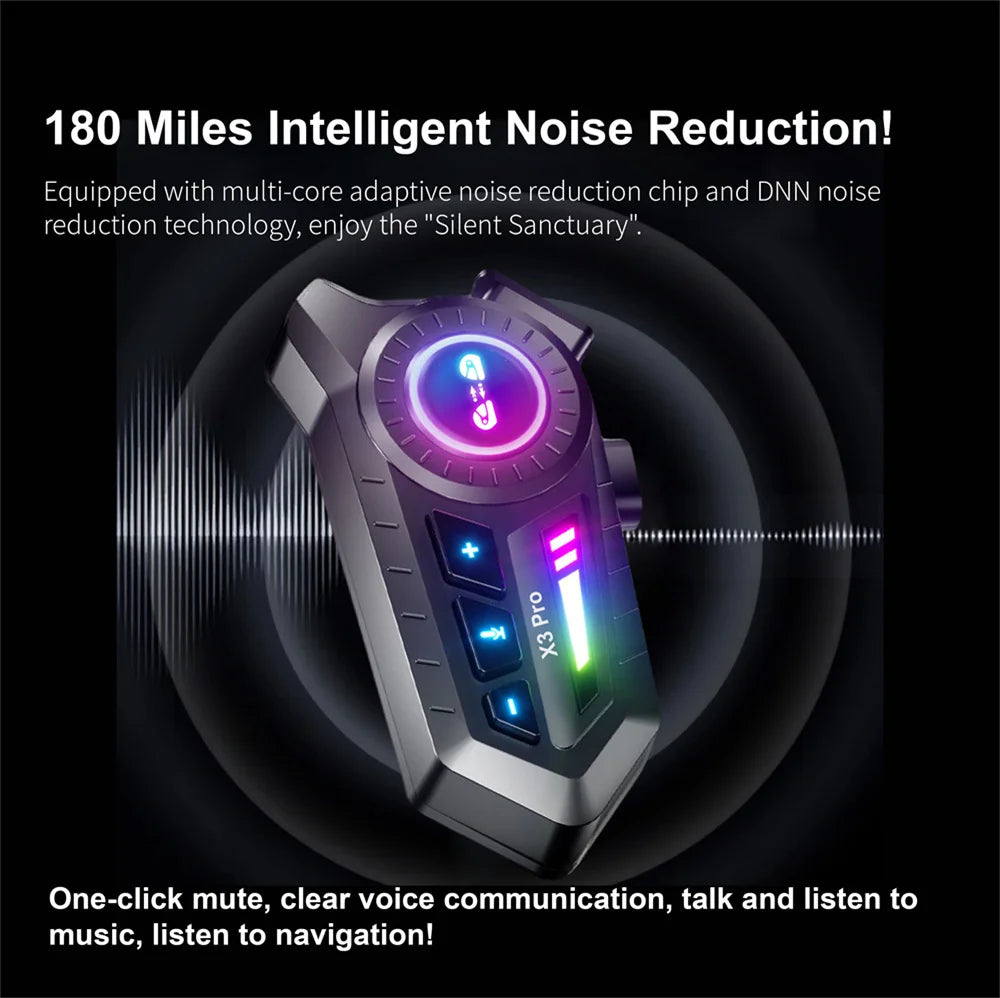 Motorcycle Helmet Bluetooth Intercom Headset with FM Radio
