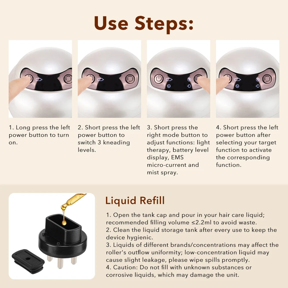 Electric Scalp Massager with Light Therapy and Oil Applicator
