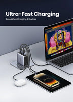 100W GaN USB-C Fast Wall Charger for Laptops and Smartphones