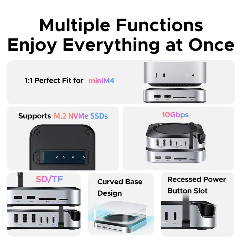 11-in-1 Docking Station for Mac Mini M4 with M.2 SSD Enclosure - 2
