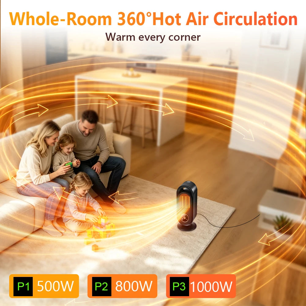 Portable PTC Ceramic Space Heater with Touch Control and Timer - 5