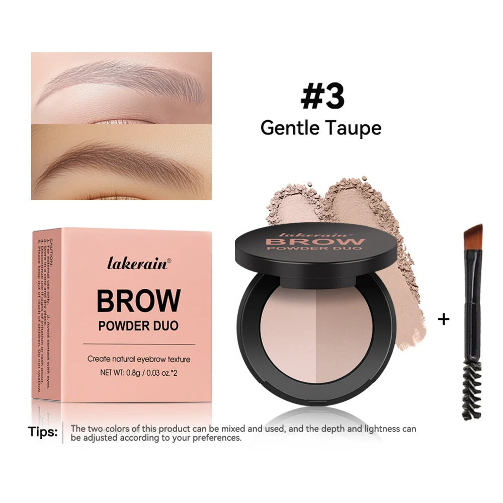 Dual-Tone Eyebrow Powder Palette with Brush - 19