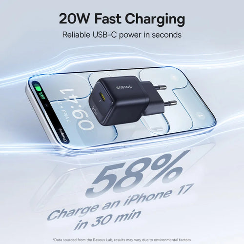 20W USB-C Fast Wall Charger for Smartphones and Tablets