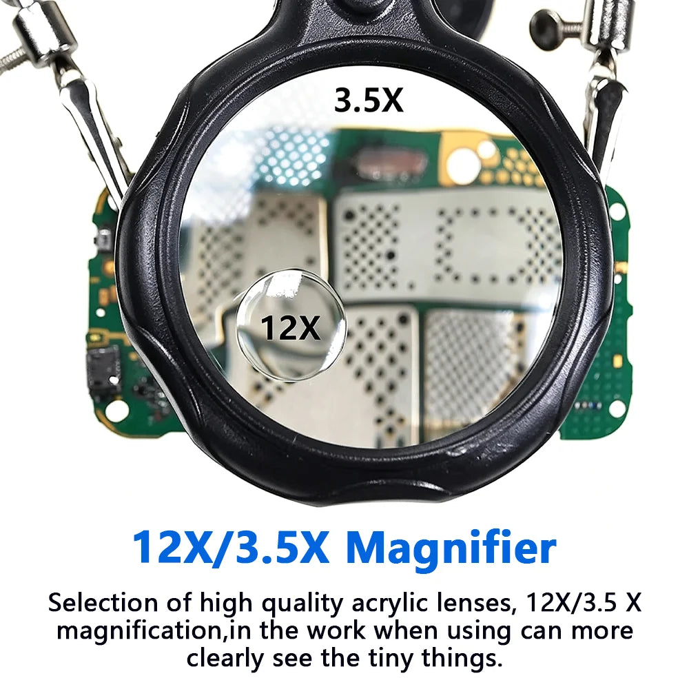 Soldering Helping Hand Station with LED Magnifying Glass