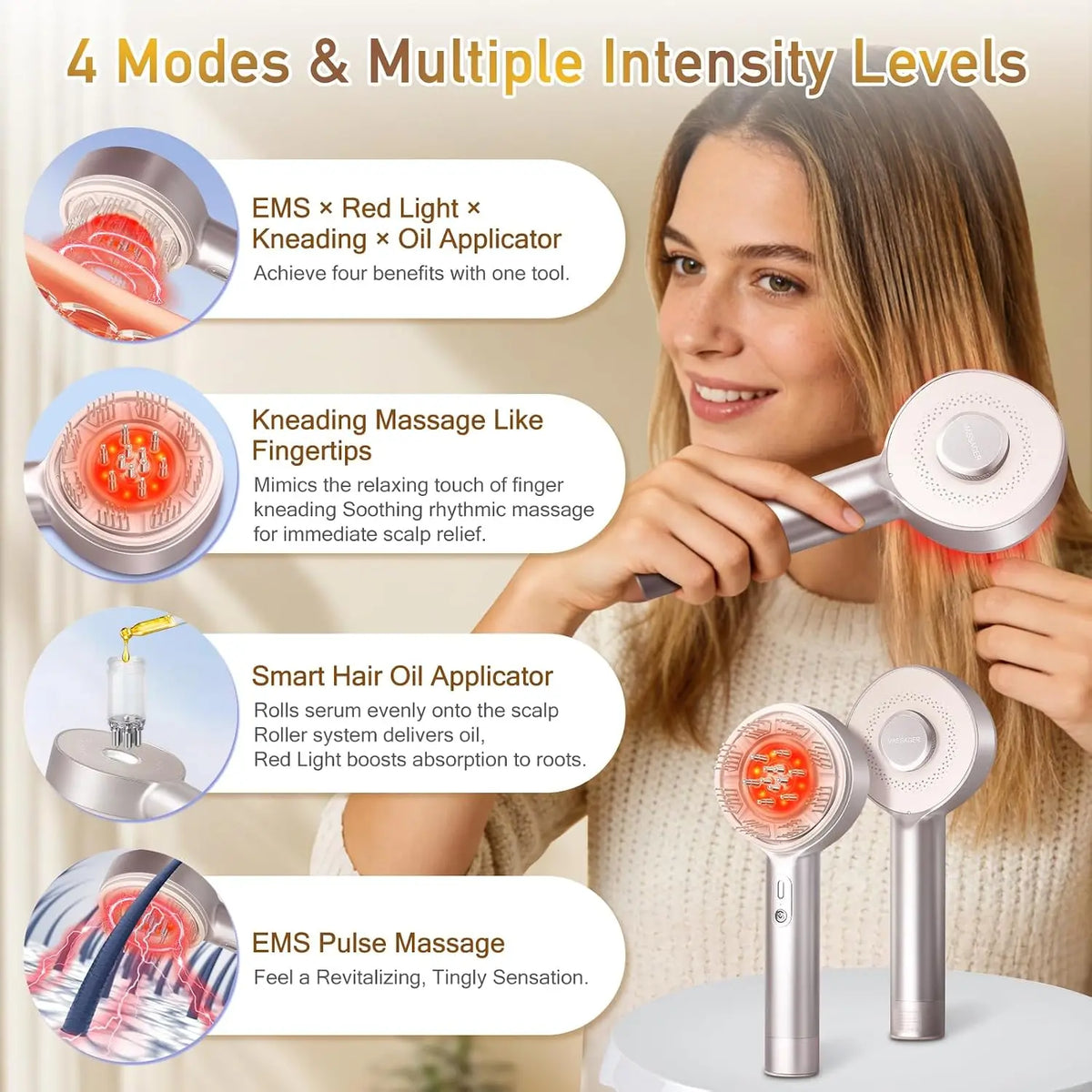 Electric Scalp Massage Comb with Serum Applicator