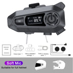 Motorcycle Helmet Bluetooth 5.3 Headset with LCD Intercom