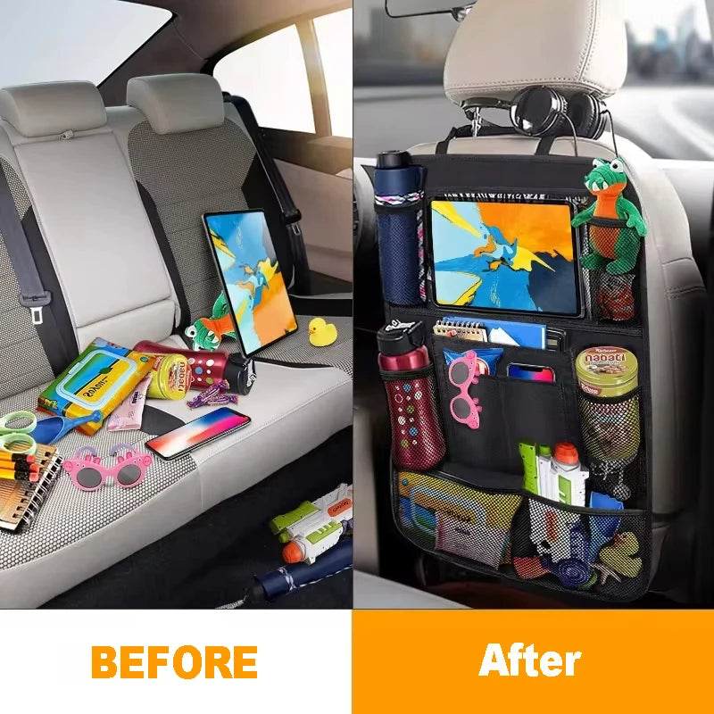Car Seat Back Organizer with Tablet Holder and Storage Pockets