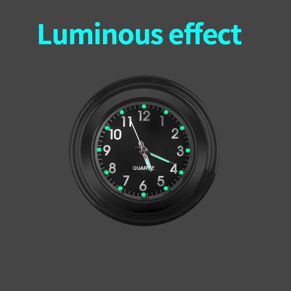 Aluminum Quartz Handlebar Clock for 22mm-25mm Motorcycle Scooter Bike