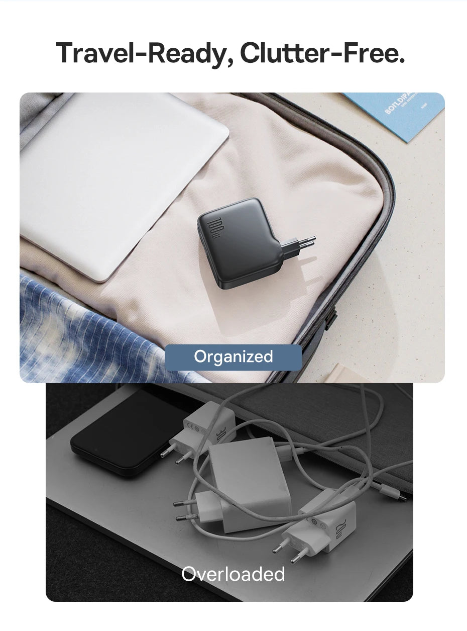 100W GaN Fast Charger with Retractable USB-C Cable - 16