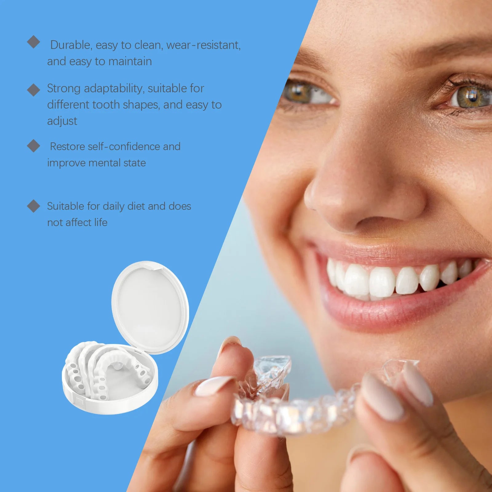 Adjustable Snap-On Dentures for Missing Teeth and Smile Correction - 19