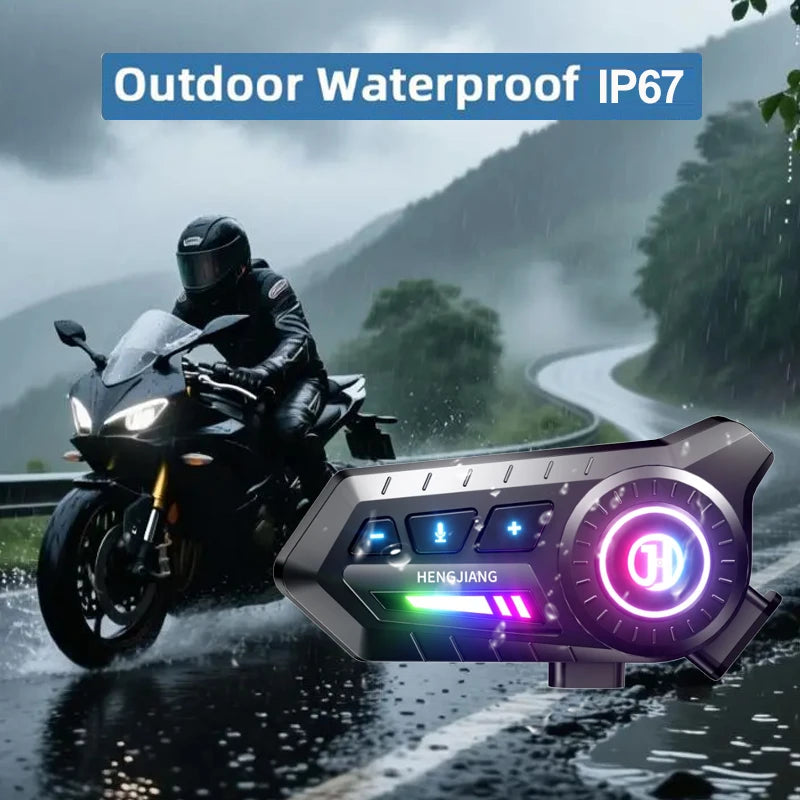 X3 Bluetooth 6.0 Motorcycle Helmet Headset with RGB Light and IP67