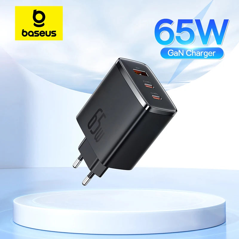 65W GaN Fast Wall Charger for Laptops and Smartphones