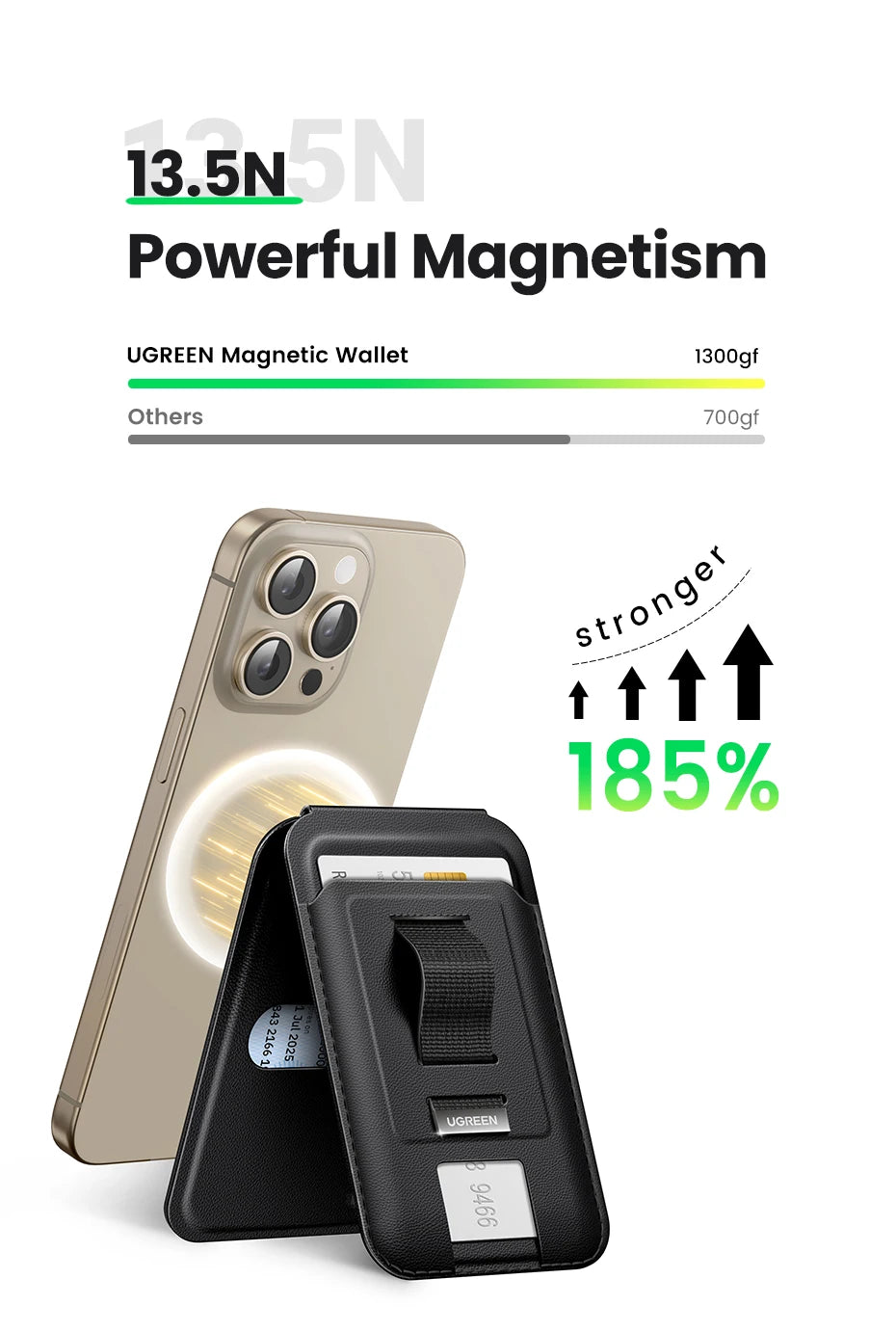 Magnetic Phone Card Holder Wallet with Kickstand for iPhone