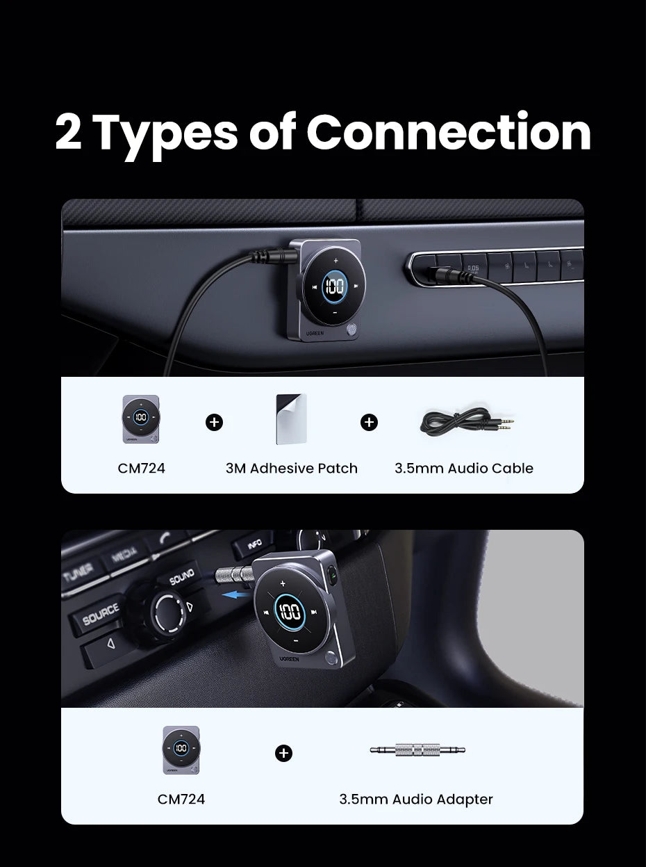 Bluetooth 5.4 Aux Adapter for Car with LED Display