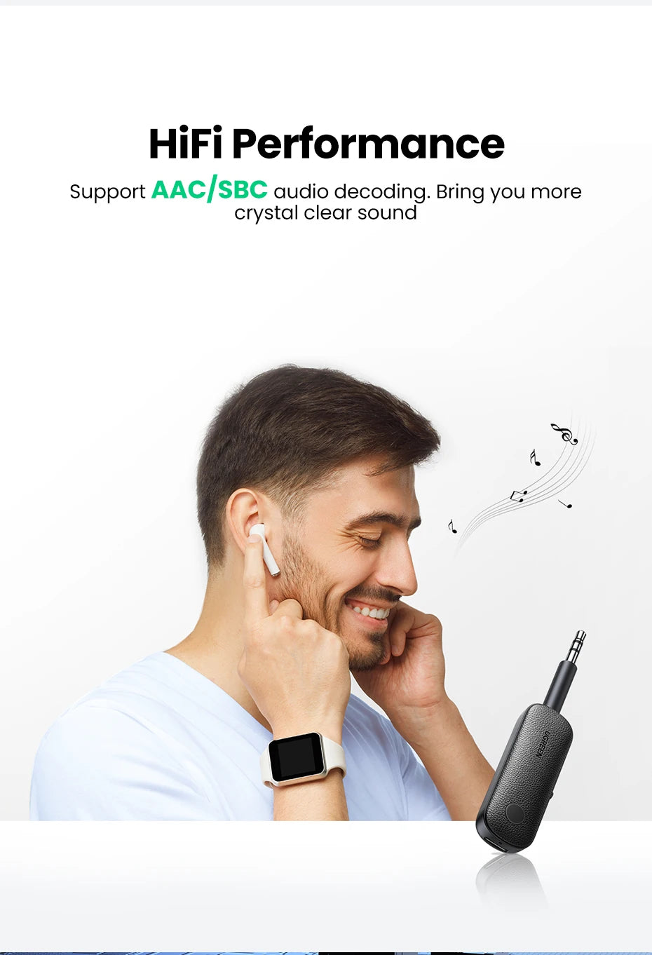 2-in-1 Bluetooth 5.0 Transmitter and Receiver for Car and Home Audio