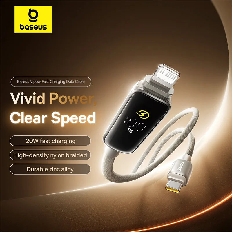 Digital Display 20W Fast Charging USB-C Cable for iPhone - 1