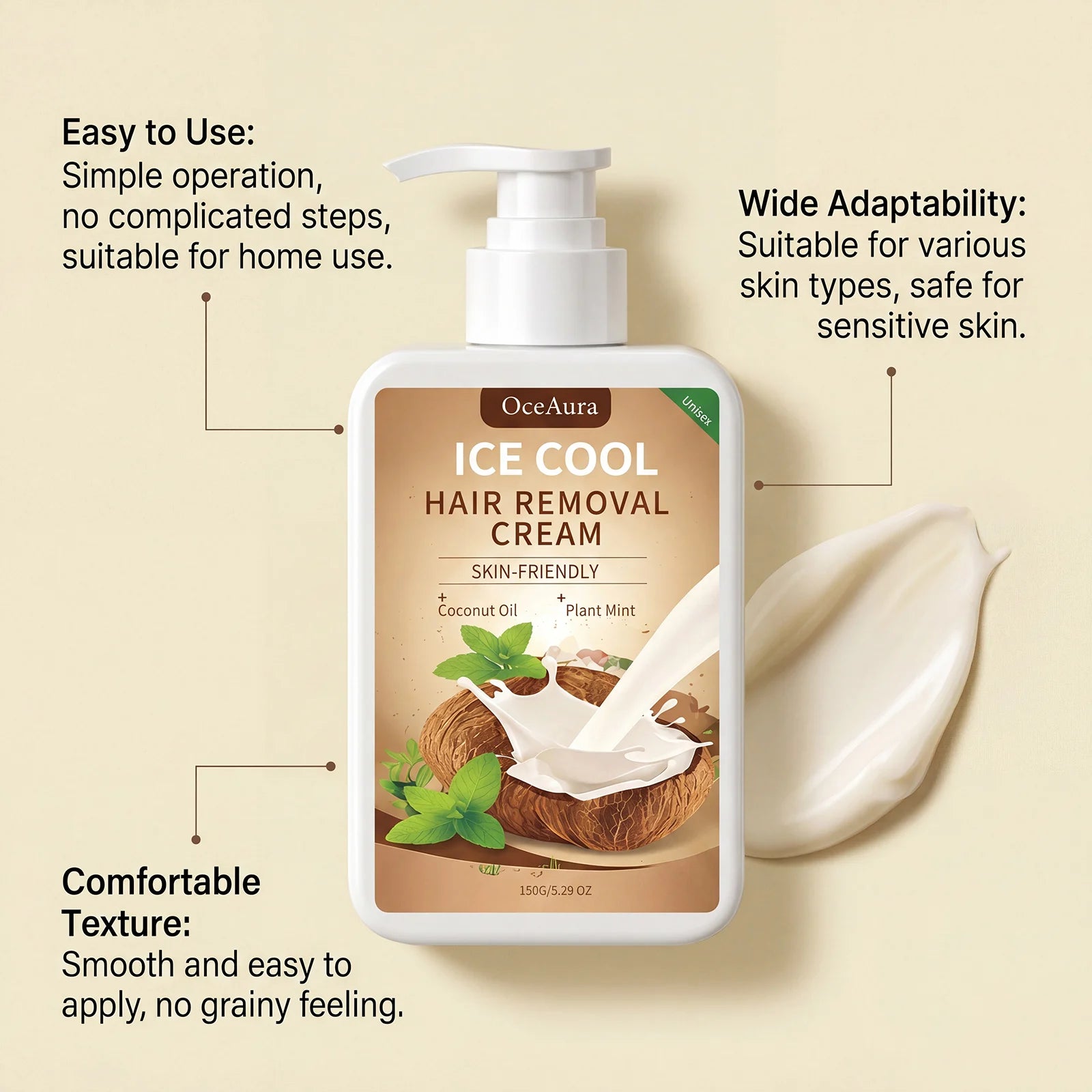 Ice Cool Painless Hair Removal Cream for Face and Body - 13