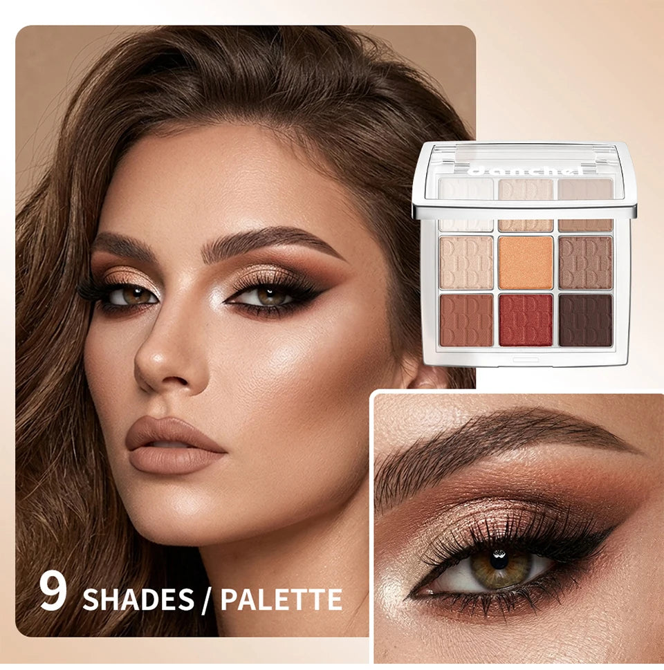 9-Color Eyeshadow Palette with Makeup Brush - 9