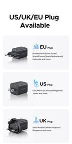 20W GaN Dual-Port USB-C and USB-A Fast Wall Charger
