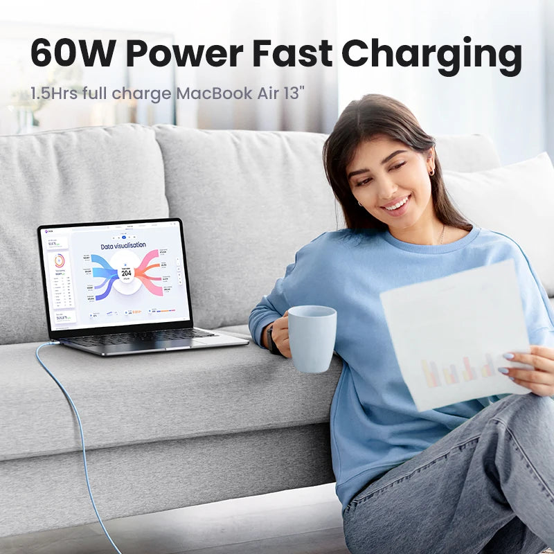 60W USB-C to USB-C Fast Charging Liquid Silicone Cable