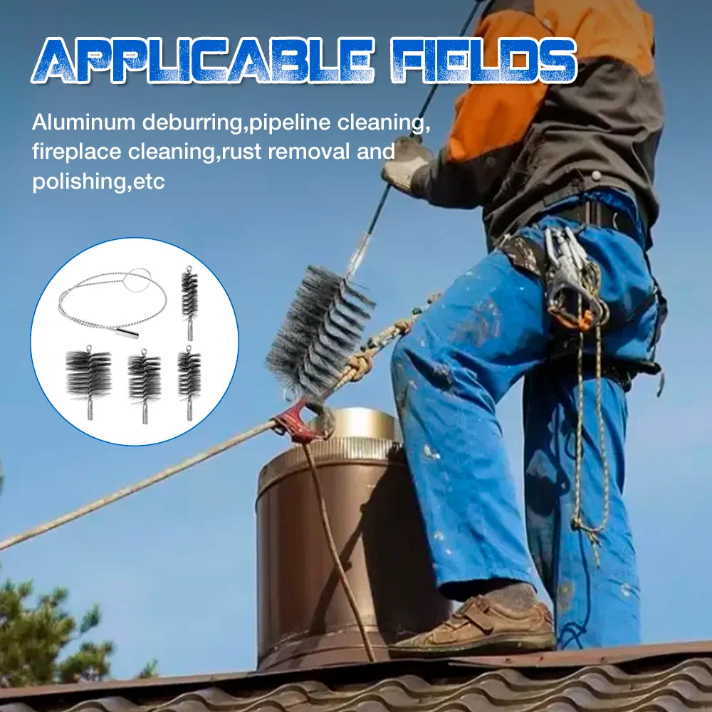 Flexible Steel Wire Chimney and Flue Pipe Cleaning Brush Set