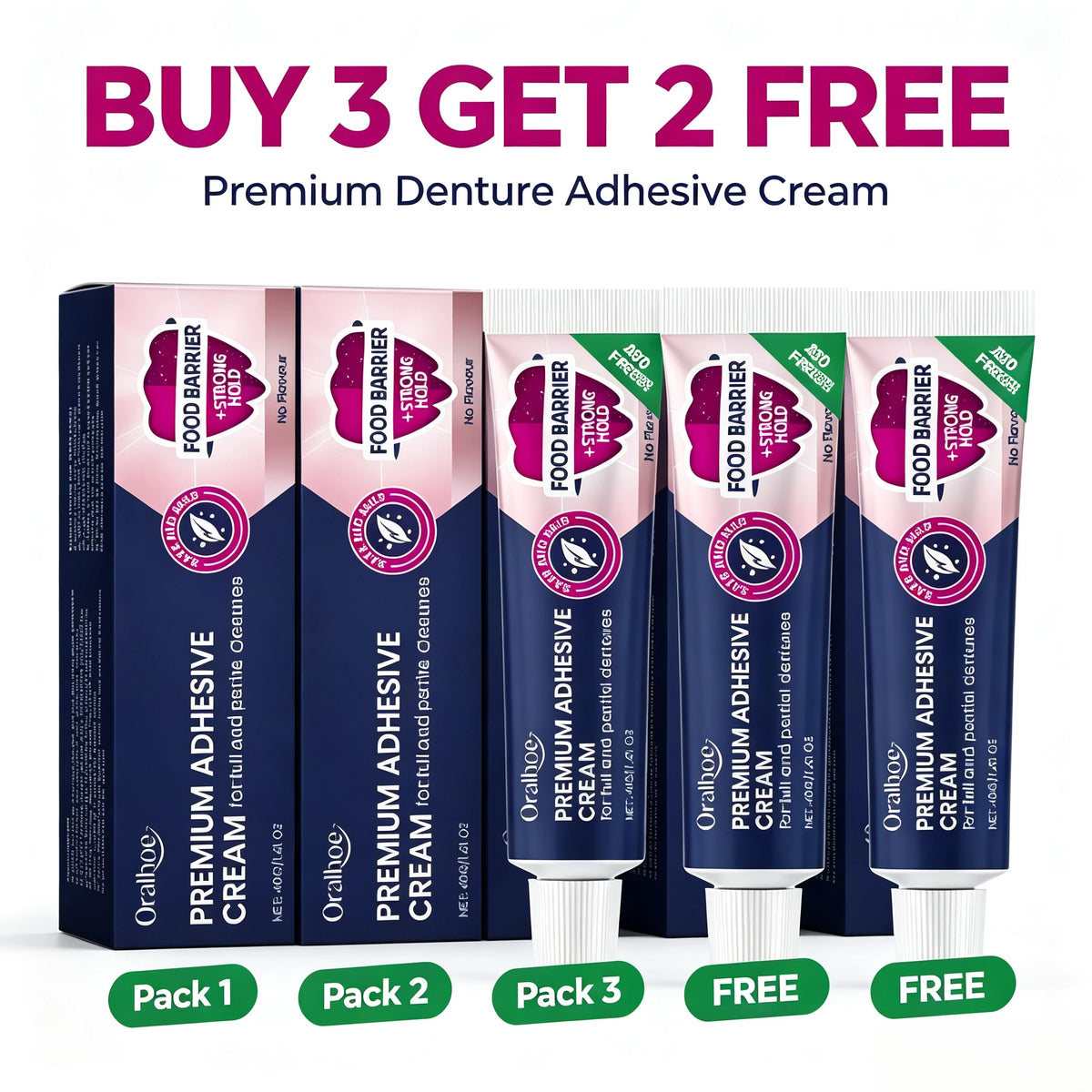 Strong Hold Denture Adhesive Cream with Food Barrier