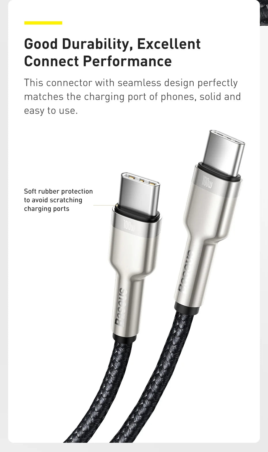 100W USB-C to USB-C Fast Charging and Data Cable