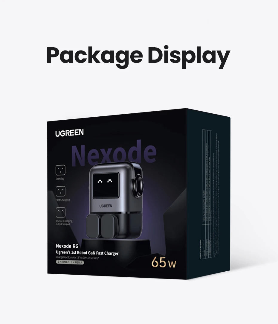 65W GaN USB-C Fast Charger with LED Display for Laptops and Phones