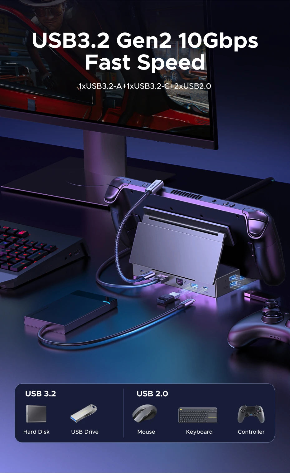 9-in-1 Docking Station for Steam Deck and Gaming Handhelds - 12