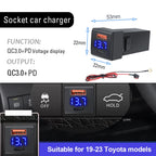 48W Dual USB Type-C PD and QC3.0 Car Charger Socket for Toyota