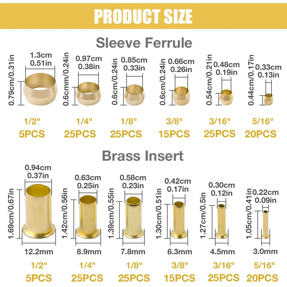 Brass Compression Sleeve and Ferrule Assortment Kit - 2