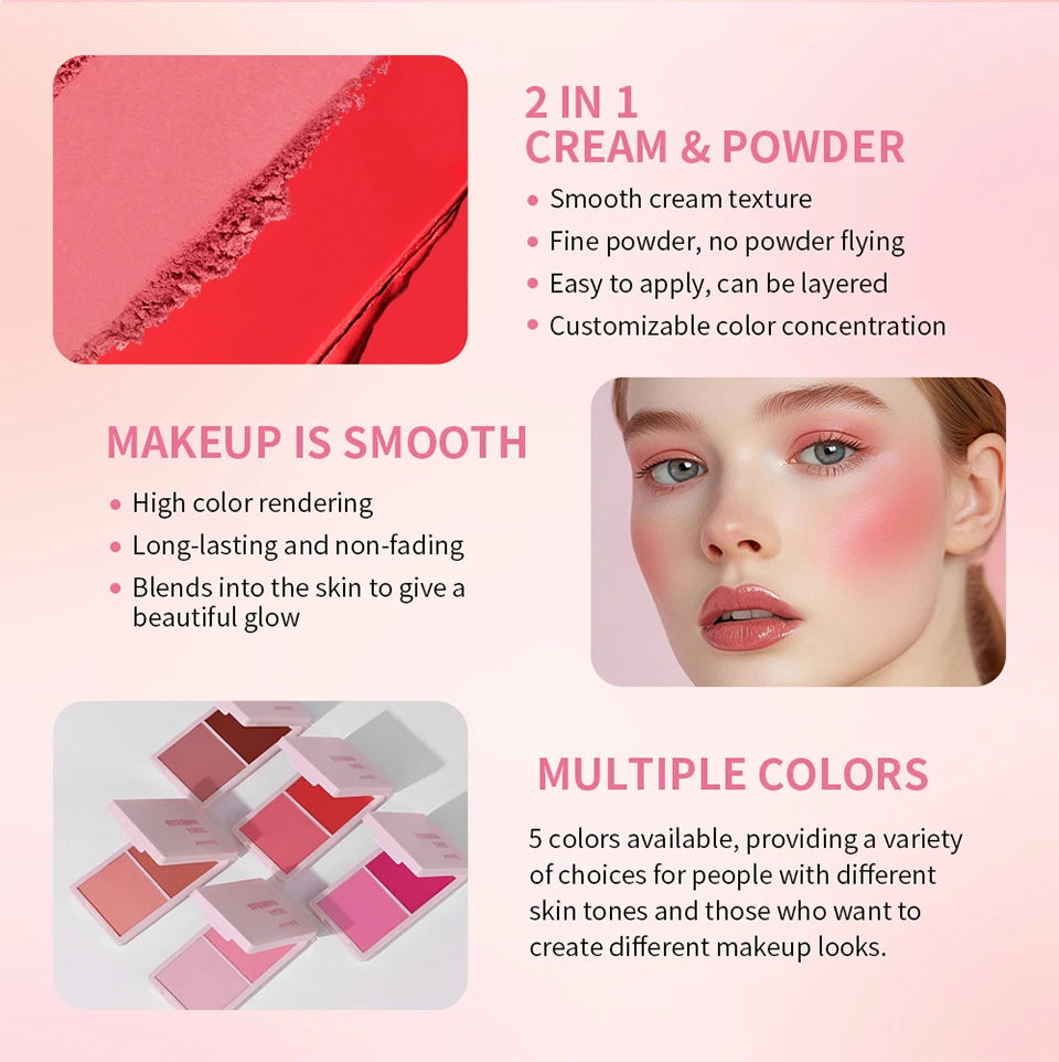 2-in-1 Cream and Powder Blush Palette - 12