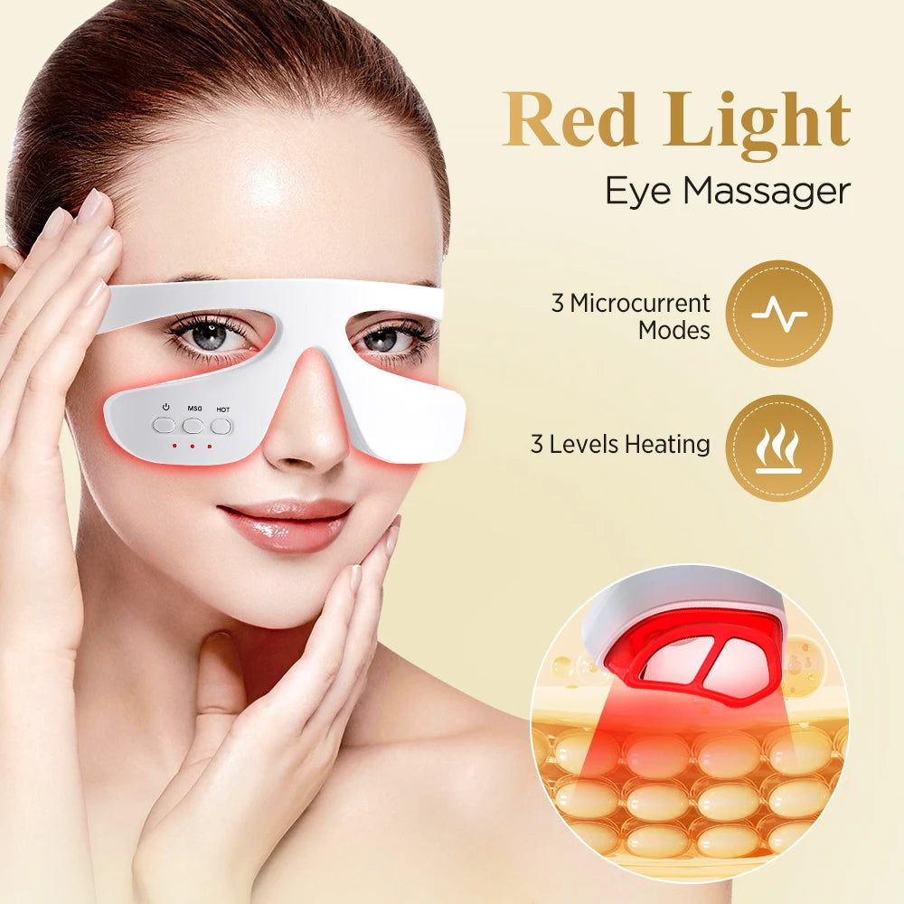 3D LED Red Light Therapy Eye Massager for Fatigue and Dark Circles
