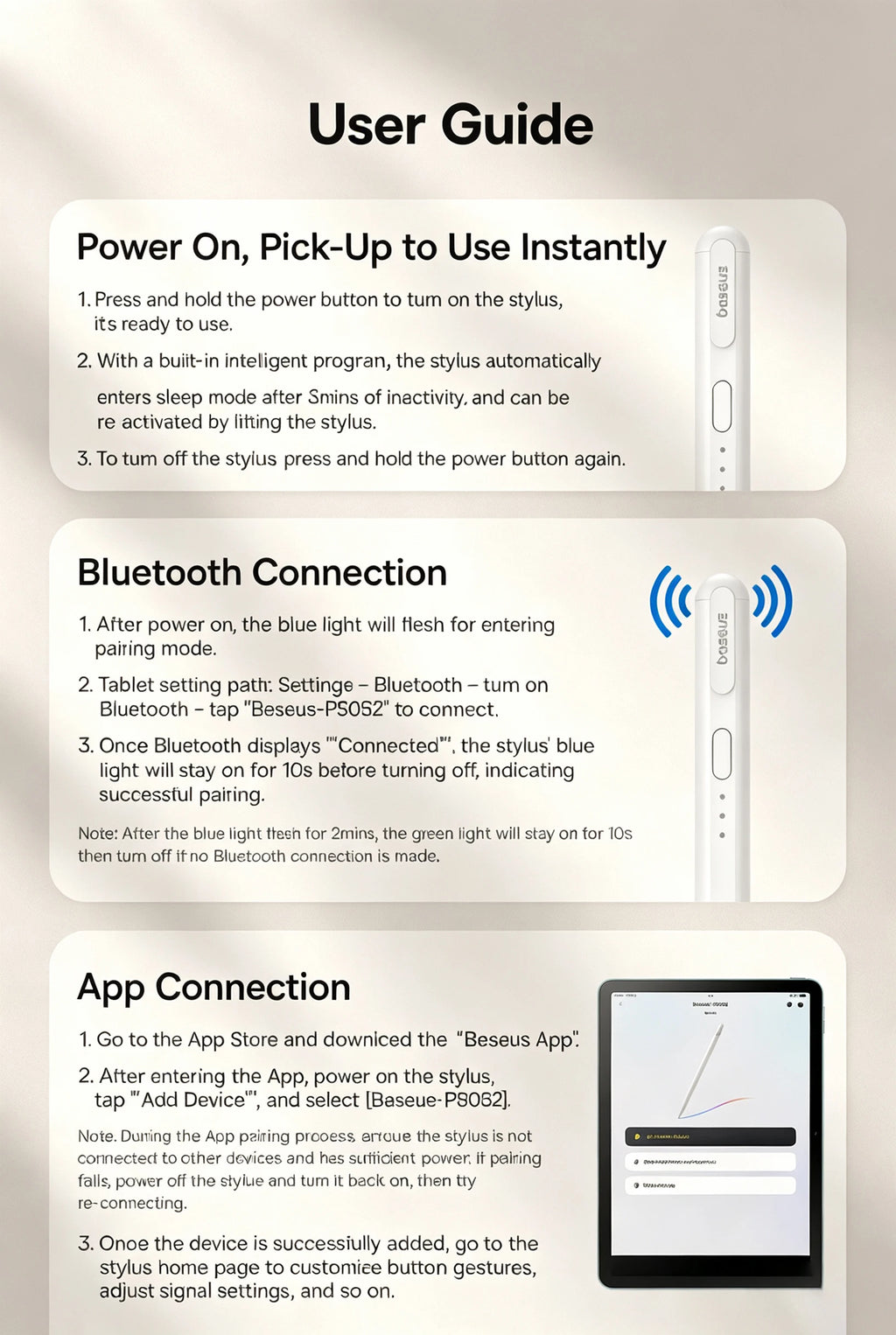 Magnetic Bluetooth Stylus Pen for iPad with Palm Rejection