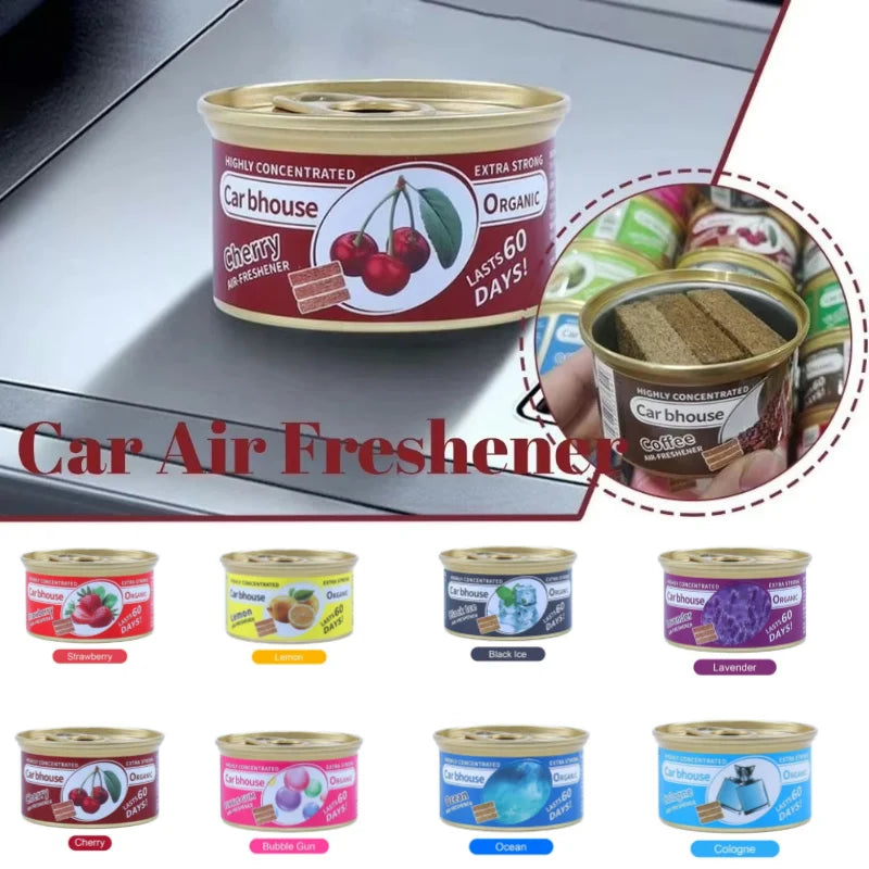 Solid Wood Block Car Air Freshener Tin