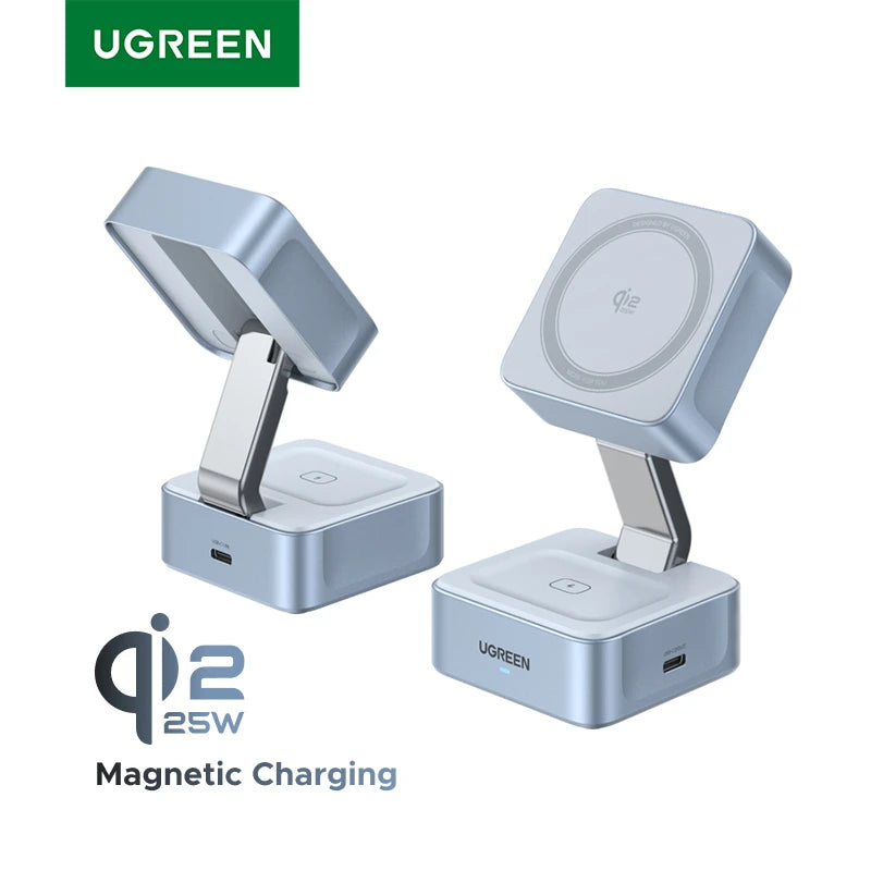 Qi2 2-in-1 Magnetic Wireless Charging Stand for Phones and Earbuds - 1