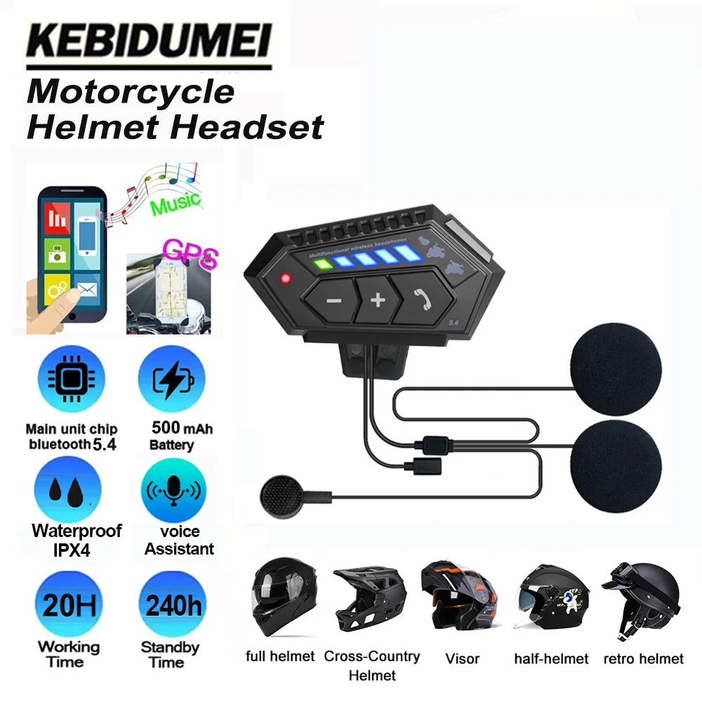 BT12-2x Motorcycle Helmet Bluetooth 5.4 Headset with Voice Assistant