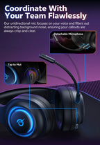 Wireless Gaming Headset with 7.1 Surround Sound and Bluetooth 6.0