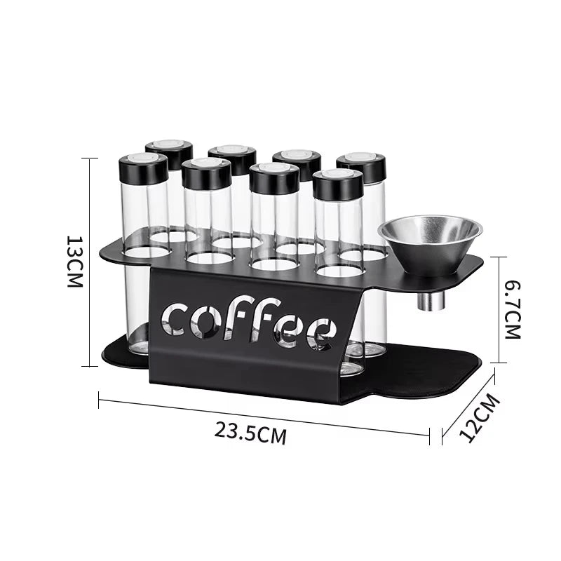 Single Dose Coffee Bean Storage Tubes with Exhaust Valve Rack