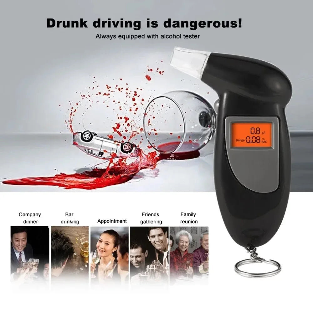 Digital Alcohol Breath Tester with LCD Display and 5 Mouthpieces