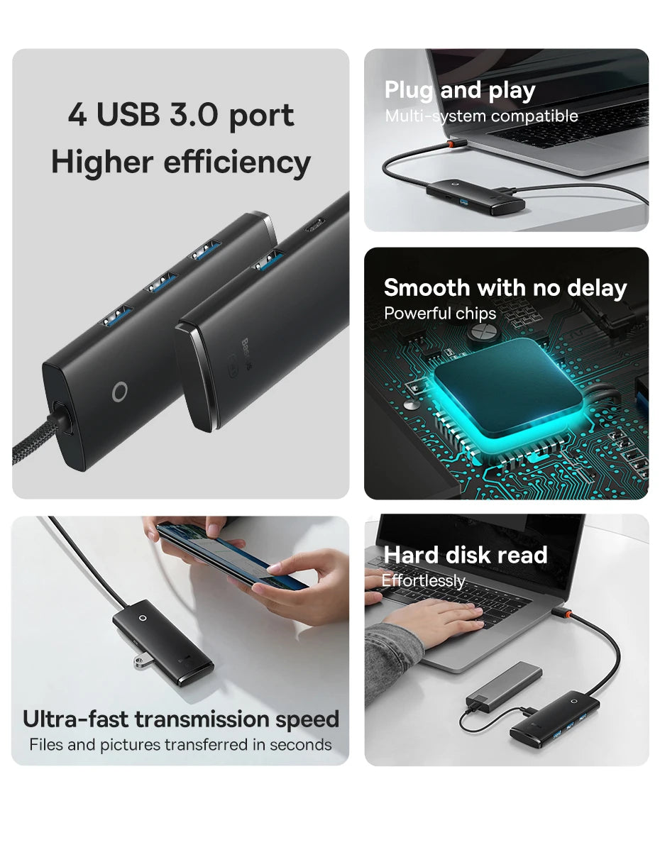 4-in-1 USB-C to USB 3.0 Multi-Port Adapter Hub