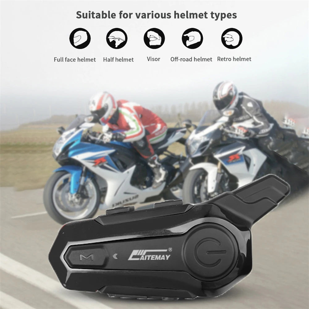 Bluetooth 5.0 Motorcycle Helmet Intercom Headset